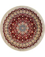 5'1x5'2 Pak Persian Area Rug with Silk & Wool Pile - Floral Design | Hand-Knotted in Red