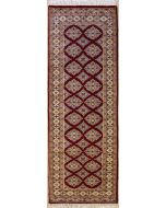 2'7x7'11 Bokhara Jaldar Area Rug with Silk & Wool Pile - Geometric Diamond Design | Hand-Knotted in Red