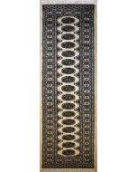 2'1x9'7 Pak Persian High Quality Area Rug with Wool Pile - Special Mori Bokhara Elephant Foot Design | Hand-Knotted in White