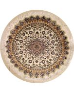 5'1x5'2 Pak Persian Area Rug with Silk & Wool Pile - Floral Design | Hand-Knotted in Ivory