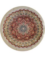 5'0x5'0 Pak Persian Area Rug with Silk & Wool Pile - Floral Design | Hand-Knotted in Reddish Brown