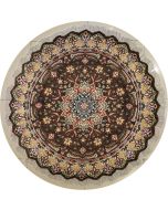 5'2x5'1 Pak Persian Area Rug with Silk & Wool Pile - Floral Design | Hand-Knotted in Dark Brown