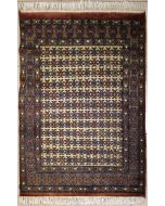 3'9x5'5 Caucasian Design Area Rug with Wool Pile - Geometric Design | Hand-Knotted in White