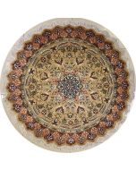 5'1x5'0 Pak Persian Area Rug with Silk & Wool Pile - Floral Design | Hand-Knotted in Beige