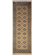 2'7x7'9 Bokhara Jaldar Area Rug with Silk & Wool Pile - Geometric Diamond Design | Hand-Knotted in Beige