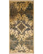 2'5x5'8 Chobi Ziegler Area Rug made using Vegetable dyes with Wool Pile - Floral Design | Hand-Knotted in White