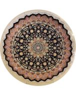 5'2x5'2 Pak Persian Area Rug with Silk & Wool Pile - Floral Design | Hand-Knotted in Black