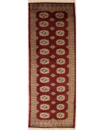 2'6x8'1 Bokhara Jaldar Area Rug with Wool Pile - Special Mori Bokhara Elephant Foot Design | Hand-Knotted in Red