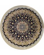 5'1x5'2 Pak Persian Area Rug with Silk & Wool Pile - Floral Design | Hand-Knotted in Blue