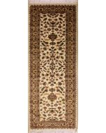 2'7x8'0 Pak Persian Area Rug with Silk & Wool Pile - Floral Design | Hand-Knotted in Ivory