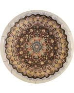 5'1x5'0 Pak Persian Area Rug with Silk & Wool Pile - Floral Design | Hand-Knotted in Dark Brown