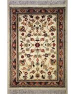 2'1x2'11 Pak Persian Area Rug with Silk & Wool Pile - Floral Design | Hand-Knotted in Ivory