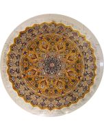 5'1x5'1 Pak Persian Area Rug with Silk & Wool Pile - Floral Design | Hand-Knotted in Gold