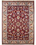 3'11x5'8 Pak Persian Area Rug with Wool Pile - Floral Design | Hand-Knotted in Red