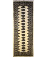 2'7x9'8 Bokhara Jaldar Area Rug with Wool Pile - Special Mori Bokhara Elephant Foot Design | Hand-Knotted in White