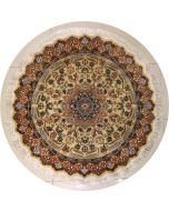 5'1x5'0 Pak Persian Area Rug with Silk & Wool Pile - Floral Design | Hand-Knotted in White