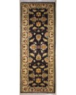 2'2x6'3 Chobi Ziegler Area Rug made using Vegetable dyes with Wool Pile - Floral Design | Hand-Knotted in Dark Brown