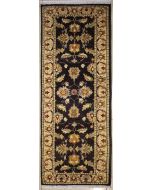 2'1x6'3 Chobi Ziegler Area Rug made using Vegetable dyes with Wool Pile - Floral Design | Hand-Knotted in Dark Brown