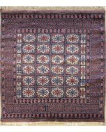 4'0x4'9 Caucasian Design Area Rug with Wool Pile - Geometric Design | Hand-Knotted in White