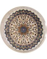 5'1x5'2 Pak Persian Area Rug with Silk & Wool Pile - Floral Design | Hand-Knotted in Ivory