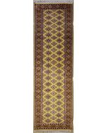 2'7x10'2 Bokhara Jaldar Area Rug with Silk & Wool Pile - Geometric Diamond Design | Hand-Knotted in Gold