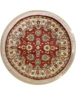 4'1x4'1 Chobi Ziegler Area Rug made using Vegetable dyes with Wool Pile - Floral Design | Hand-Knotted in Red
