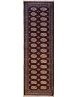 2'6x9'9 Bokhara Jaldar Area Rug with Silk & Wool Pile - Special Mori Bokhara Elephant Foot Design | Hand-Knotted in Red