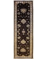 1'11x8'10 Chobi Ziegler Area Rug made using Vegetable dyes with Wool Pile - Floral Design | Hand-Knotted in Dark Brown
