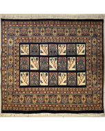 4'7x5'9 Pak Persian Area Rug with Wool Pile - Bakhtiari Panel Design | Hand-Knotted in Blue