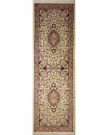 2'7x10'1 Pak Persian Area Rug with Silk & Wool Pile - Floral Design | Hand-Knotted in White