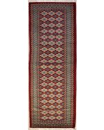 2'6x9'0 Gabbeh Area Rug with Wool Pile - Diamond Design | Hand-Knotted in Red
