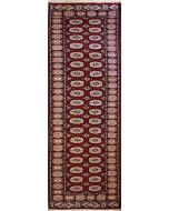 2'7x9'9 Bokhara Jaldar Area Rug with Wool Pile - Special Mori Bokhara Elephant Foot Design | Hand-Knotted in Red