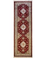 2'6x10'3 Pak Persian Area Rug with Silk & Wool Pile - Floral Design | Hand-Knotted in Red