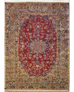 5'0x7'2 Pak Persian High Quality Area Rug with Wool Pile - Kashan Medallion Design | Hand-Knotted in Red