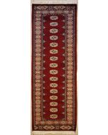 2'8x9'11 Bokhara Jaldar Area Rug with Wool Pile - Special Mori Bokhara Elephant Foot Design | Hand-Knotted in Red