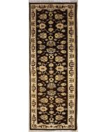 2'1x8'5 Chobi Ziegler Area Rug made using Vegetable dyes with Wool Pile - Floral Design | Hand-Knotted in Dark Brown
