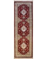 2'7x10'1 Pak Persian Area Rug with Silk & Wool Pile - Floral Design | Hand-Knotted in Red