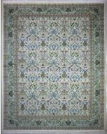 12'x16'7" Pizazzy Floral Pak Persian Rug in Resplendent White, Beige & Green, New 12x18 Wool, Silk Double Knot Artistry, Hand-Knotted Bakhtiari Rug, qk09135