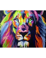 The Incredible Innovation: "Lionhearted Colors" in Delightful Multi-colors, Brushwork in 16x20(in) Acrylic on Canvas painting, Natural World Art, pal68