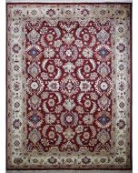 9'1"x12' Dazzling Floral Chobi Ziegler Rug in Exotic Red, Beige & White, New 9x12 Wool Double Knot Manifestation, Hand-Knotted Rug, qk08873 