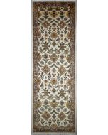 3'11x12'1 Chobi Ziegler Area Rug made using Vegetable dyes with Wool Pile - Floral Design | Hand-Knotted in White
