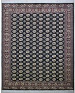8'2x10'1 Bokhara Jaldar Area Rug with Wool Pile - Special Mori Bokhara Elephant Foot Design | Hand-Knotted in Black