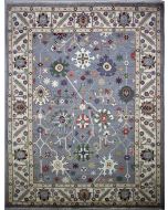 8'11"x11'7" Inspiring Floral Chobi Ziegler Rug in Graceful Organic Dyed Grey, Green & White, New 9x12 Wool Double Knot Conception, Hand-Knotted Contemporary Rug, qk08730 