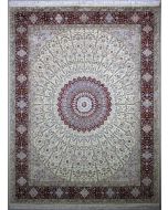 8'10x12'10 Pak Persian High Quality Area Rug with Silk & Wool Pile - Floral Design | Hand-Knotted in White