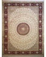 11'8"x17'8" Spectacular Floral Pak Persian Rug in Bewitching White, Beige & Red, New 12x18 Wool, Silk Double Knot Jewel, Hand-Knotted Taj Mahal Rug, qk08932 