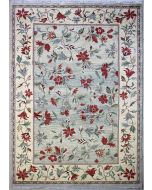 6'5"x9'5" Sparkling Floral Chobi Ziegler Rug in Whimsical Organic Dyed Grey, Red & White, New 6.5x10 Wool Double Knot Masterpiece, Hand-Knotted Contemporary Rug, qk08994