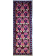 4'1"x11'11" Vibrant Geometric Chobi Ziegler Rug in Mesmerizing Organic Dyed Maroon, Purple & Turquoise, New 4x12 Wool Double Knot Innovation, Runner Hand-Knotted Contemporary Rug, qk09041