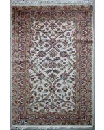 2'7x4'2 Pak Persian Area Rug with Silk & Wool Pile - Floral Design | Hand-Knotted in Ivory