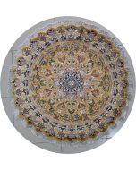 5'0x5'1 Pak Persian Area Rug with Silk & Wool Pile - Floral Design | Hand-Knotted in Gold