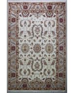 6'6"x10'4" Stylish Floral Chobi Ziegler Rug in Breathtaking White, Beige & Gold, New 6.5x10 Wool Double Knot Manifestation, Hand-Knotted Rug, qk08875 